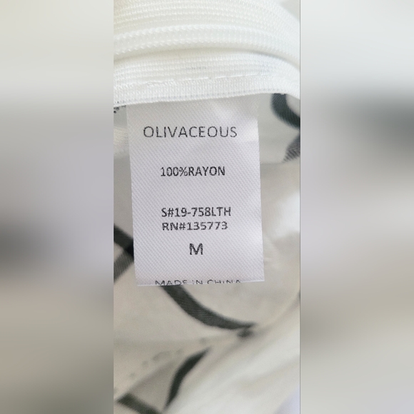 NWT! Olivaceous Plaid 100% Rayon Tie-Front Cream Women's Peasant Blouse Size M - Picture 7 of 12